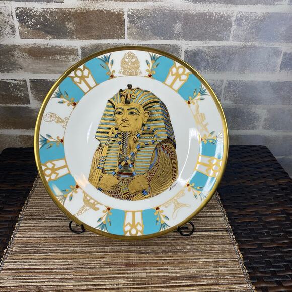 Vtg Boehm Museum Plate Exhibit of Treasures of Tutankhamun 1970s Bone Porcelain - Picture 1 of 11